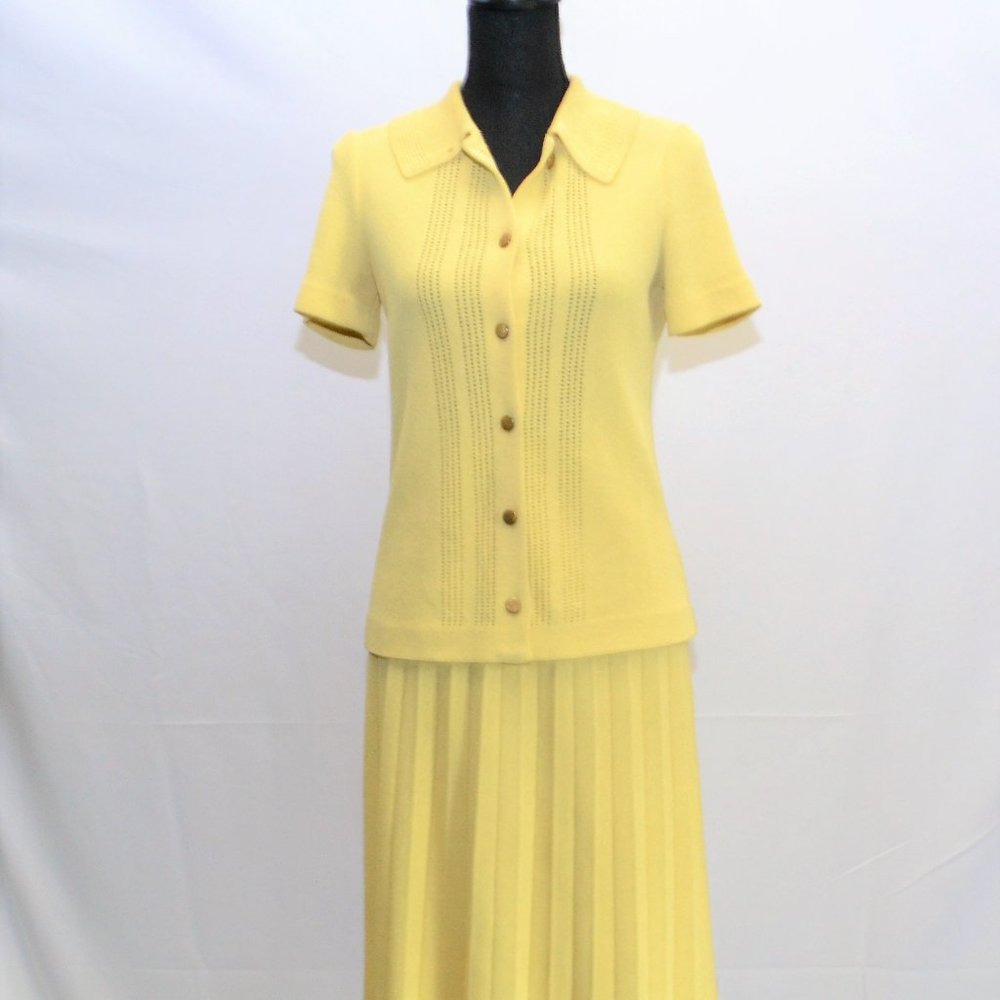 Bold Yellow Pleated Vintage Suit - Kimberly Brand